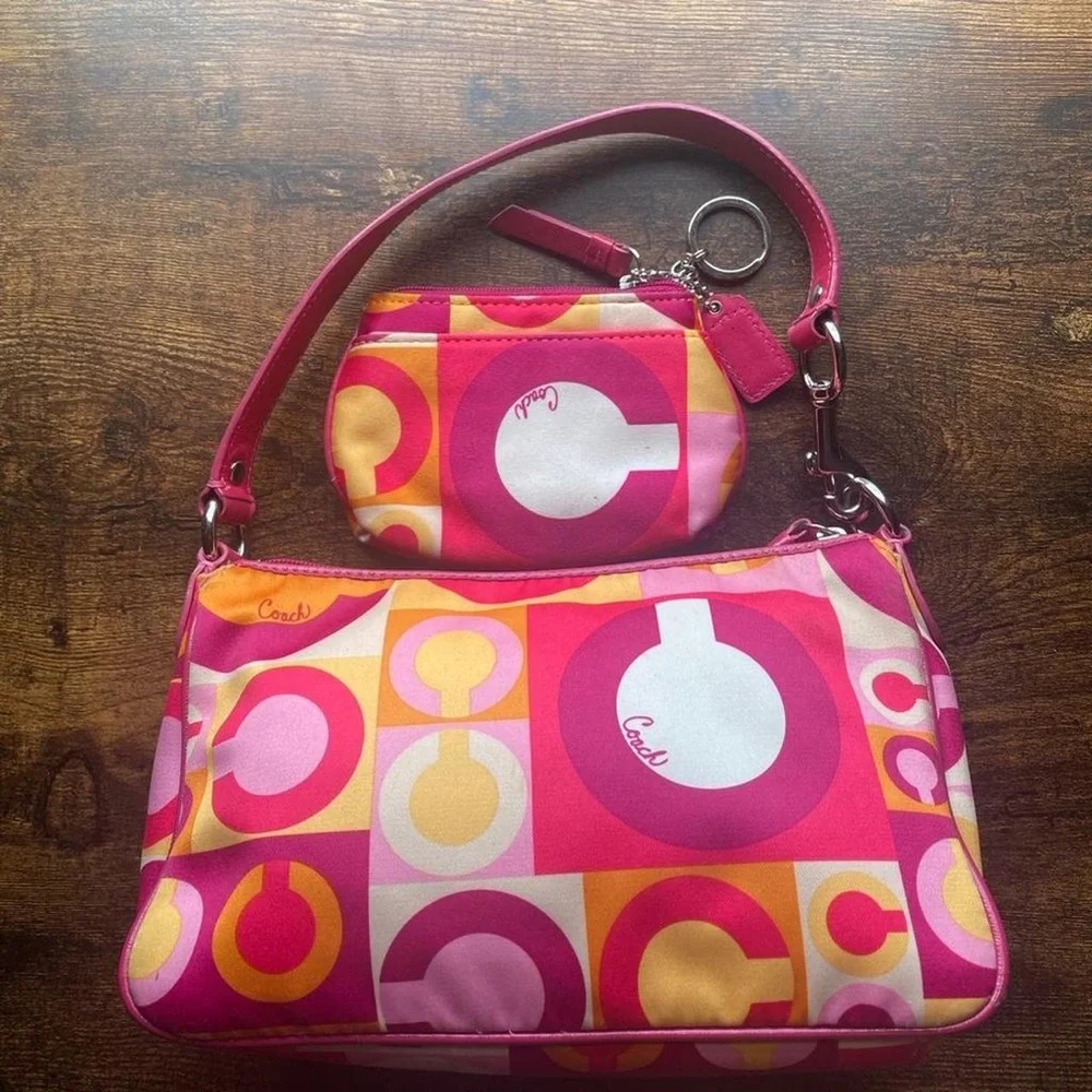 Pink, Orange & White Graphic Wristlet Set